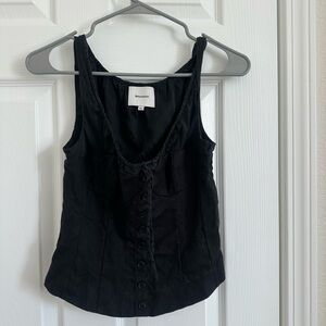 Reformation Black Button-Front Tank Top